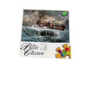RoseArt The Puzzle Collection 750 Piece Jigsaw Puzzle Steam Train Winter NIB